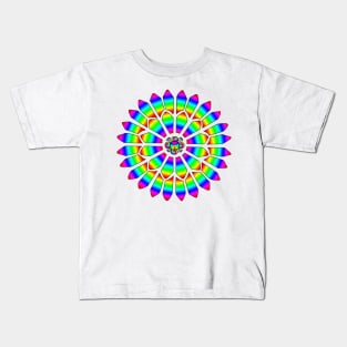 Rainbow Stained Glass Flower Mandala Window Kids T-Shirt